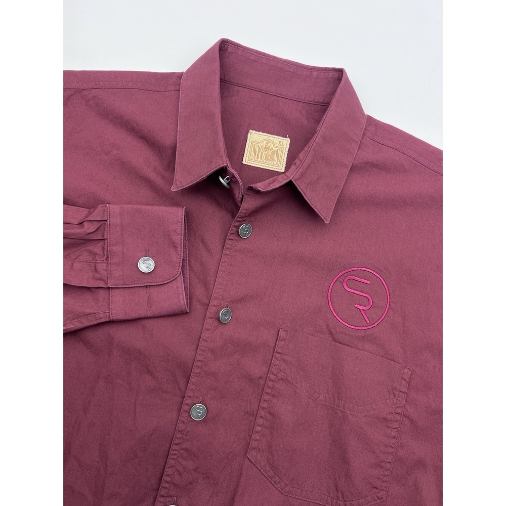 Stubbs Collection Mens Maroon Metal Button Down Long Sleeve‎ Shirt Size XL